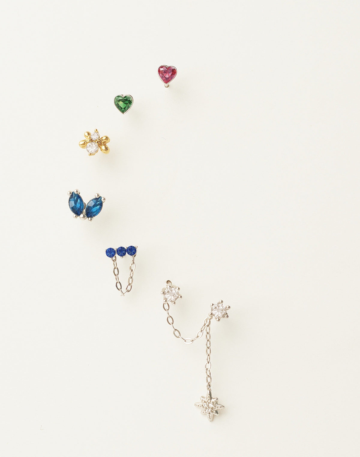 Aretes en Plata Zircón Corazón Emerald