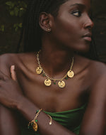 Maxi Collar + Aretes Monedas Selva Verde